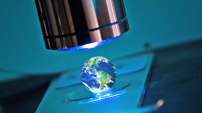A tiny Earth under a microscope