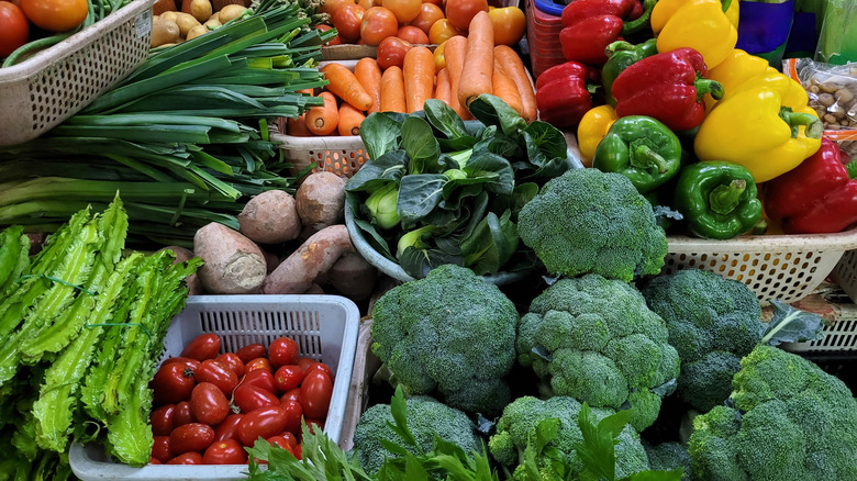 an assortment of fresh raw vegetables