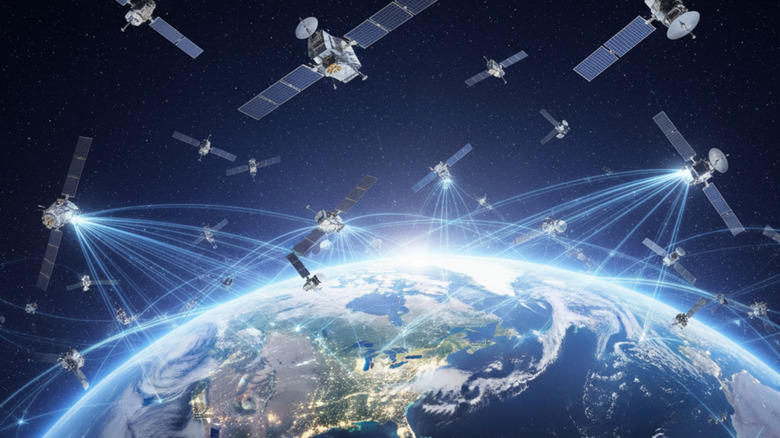 concept art of sky overcrowded by satellites