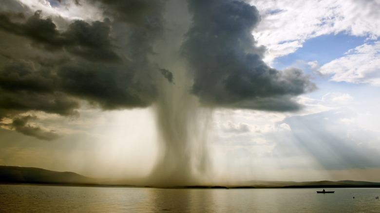 Tornado forming over a lake