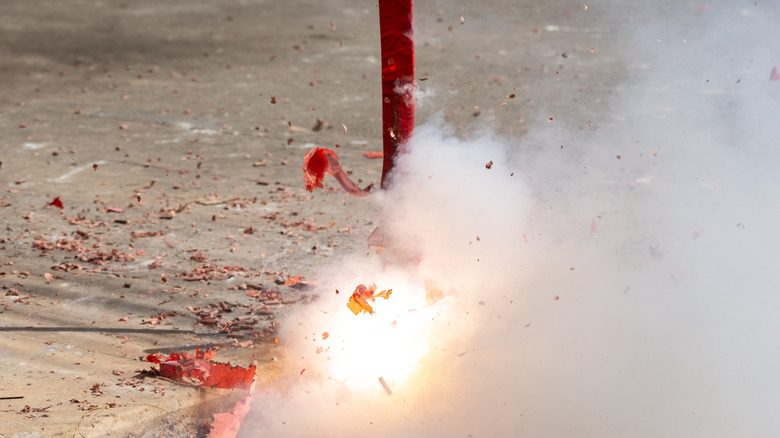 White smoke caused by a firecracker