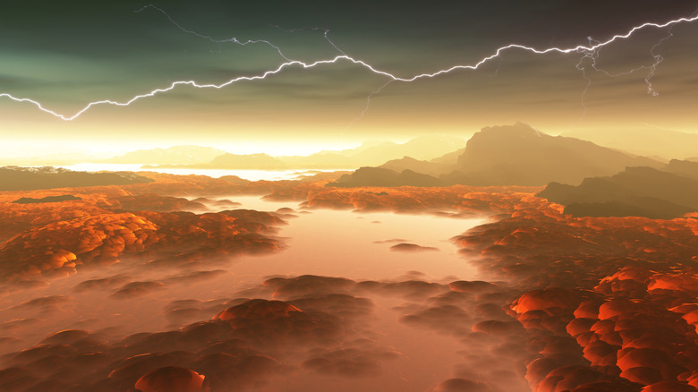 Digital concept art of the surface of Venus