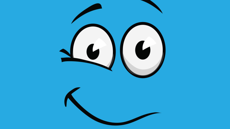 Illustration of a smirk with one eye slightly squinted and the opposite eyebrow raised