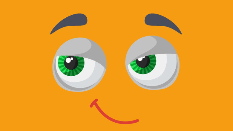 Illustration of smirk with side eyes, appearing as though delighted