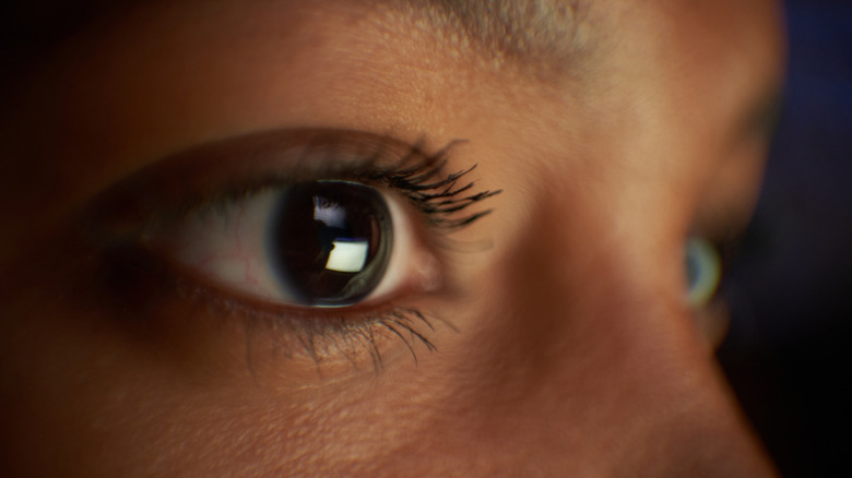 woman's eyes with reflection of computer screen