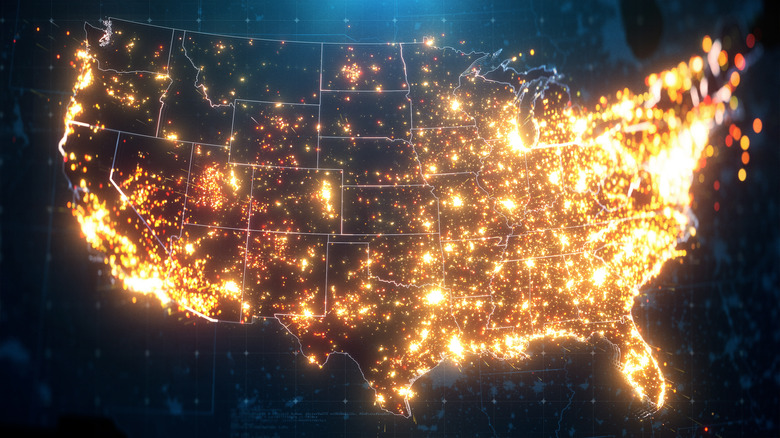 Light pollution map of United States