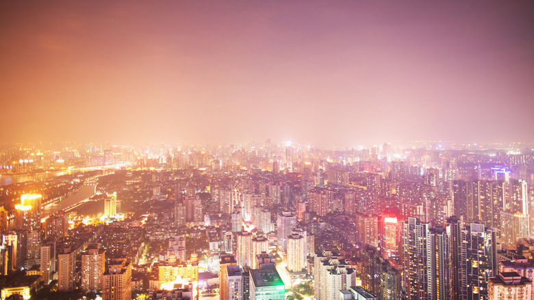 light pollution over Guanzhou, China