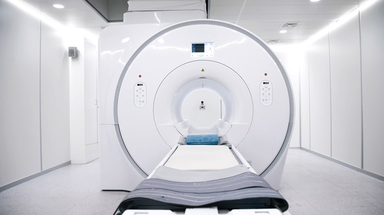 MRI machine in white hospital room