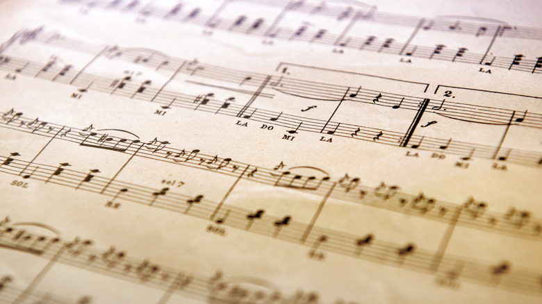 Closeup of sheet music