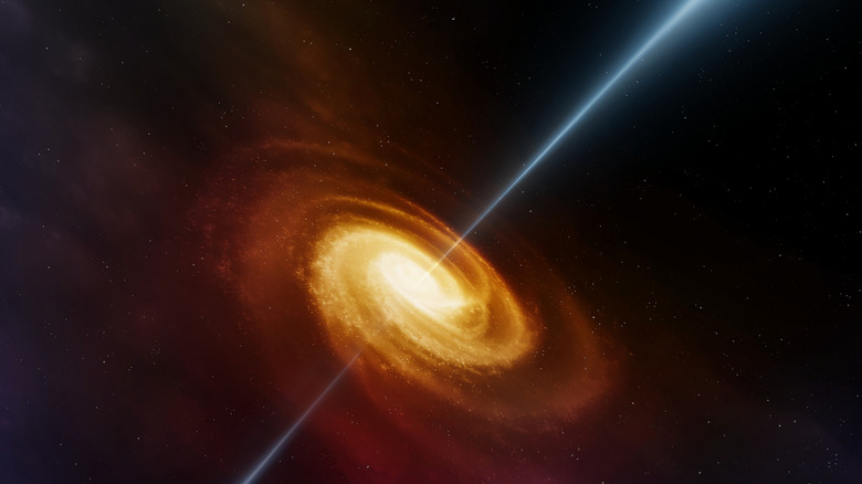 Quasar with jet of matter shooting from the center