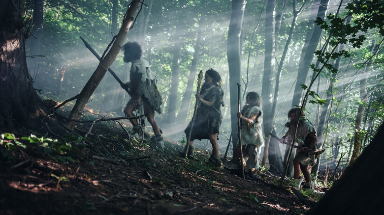 A group of neanderthal hunting