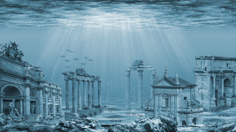 An illustration of a Roman underwater city.