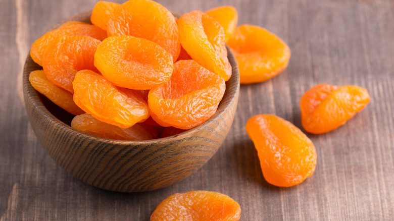 Bowl of dried apricots