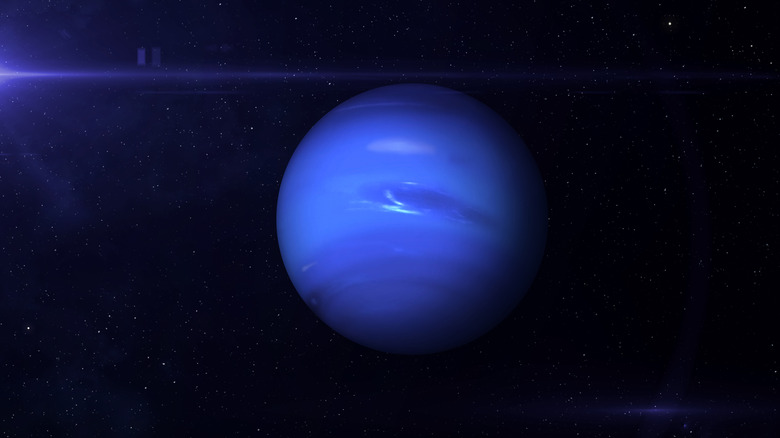 A view of Neptune suspended in space