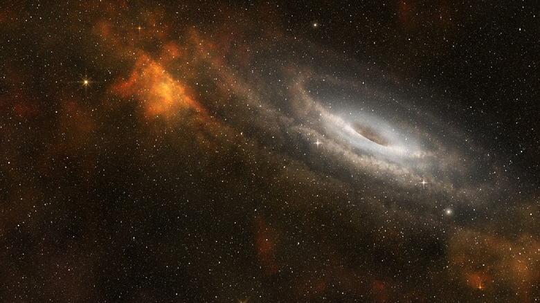 A black hole is seen a the center of a spiral galaxy