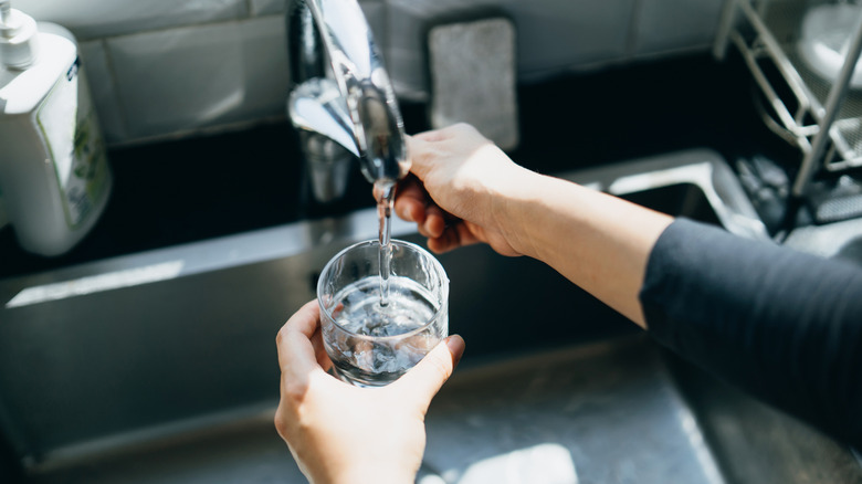 pouring a cup of tap water