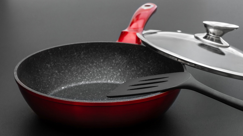 nonstick pan and spatula