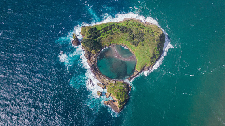 Volcanic crater in Azores archipelago