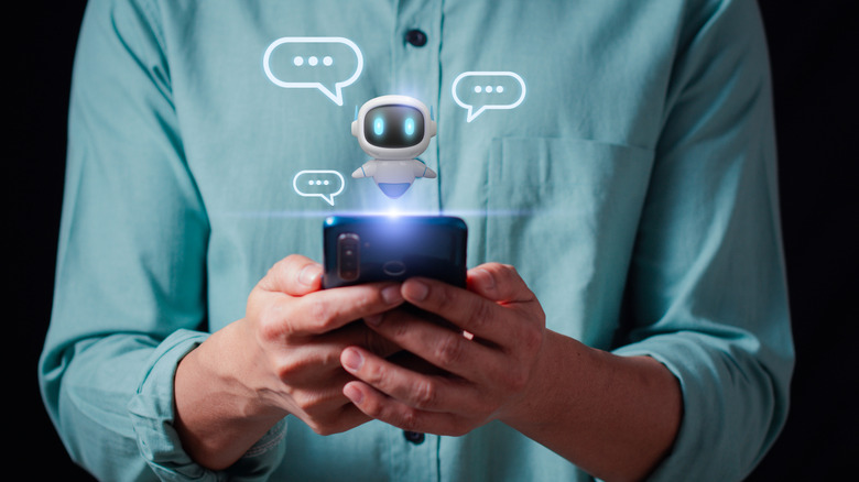 Man texting with an AI program