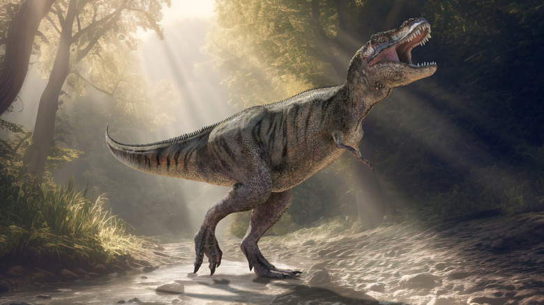 digital illustration of T. rex in forest