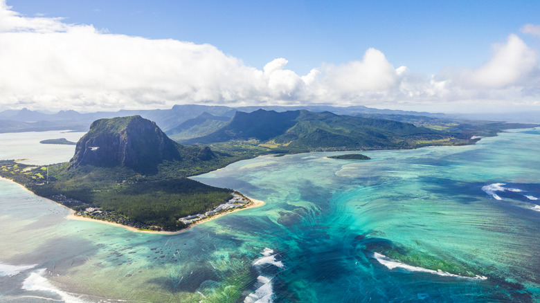 aerial photograph of Mauritius