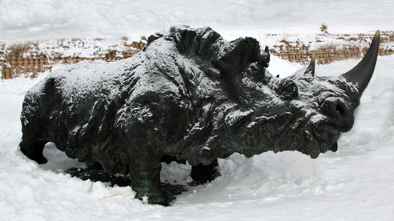 Russian sculpture of woolly rhino