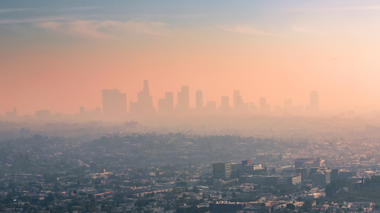 smog surrounding downtown Los Angeles
