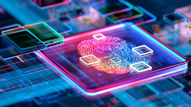 digital multicolor illustration of a fingerprint