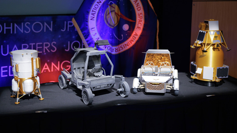Scale models of Blue Origin's lunar exploration vehicles