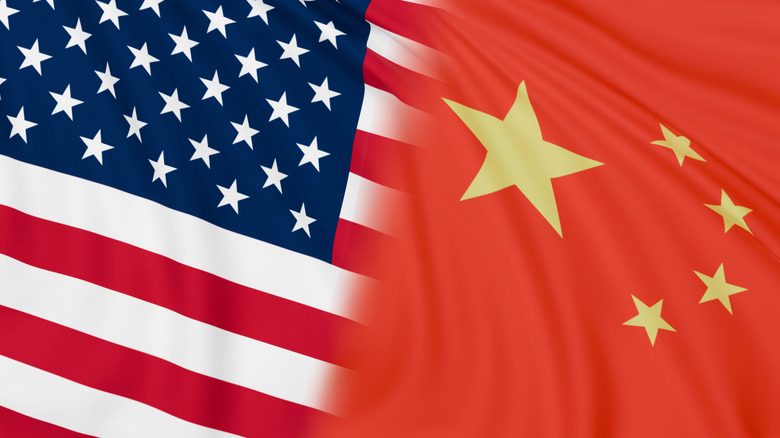 blended image of USA and PRC flags