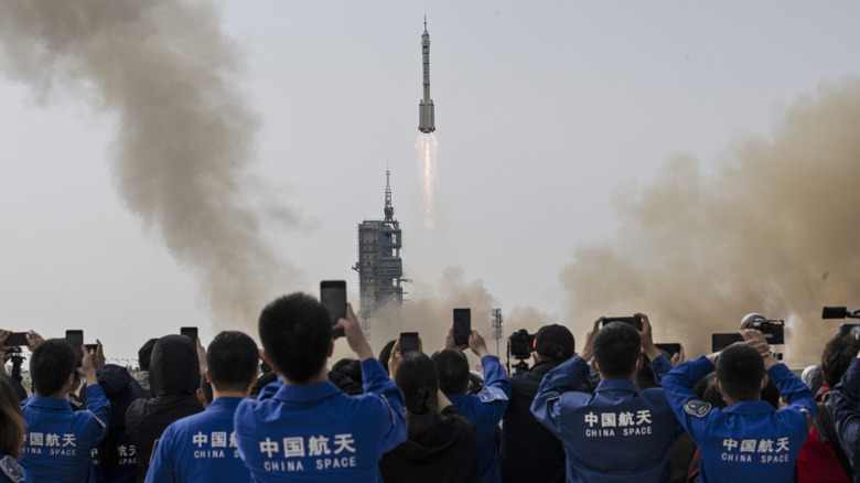 CMSA staff watching rocket launch