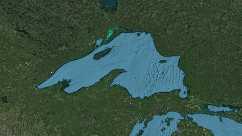 Satellite map of Lake Superior