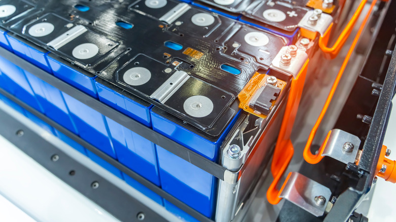 A lithium-ion battery pack in a factory