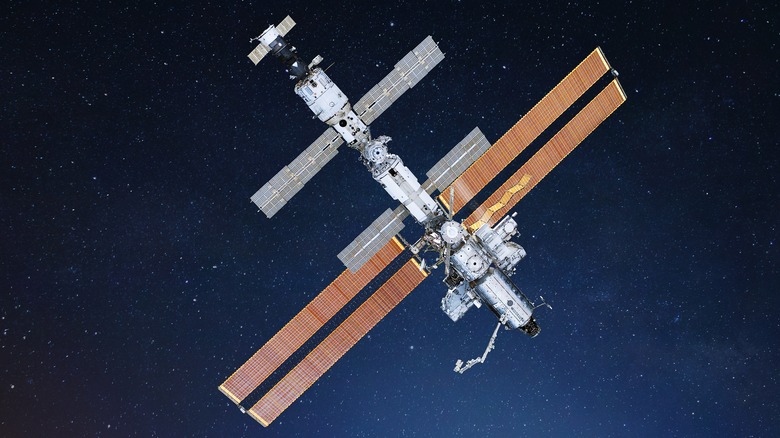 International Space Station against starry sky