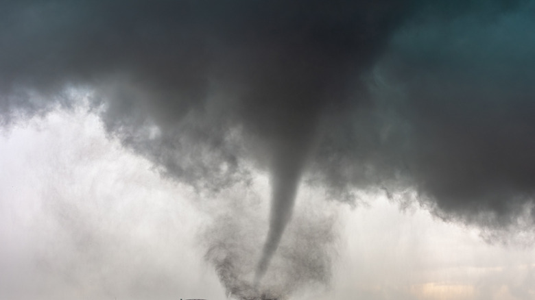 A tornado touching down
