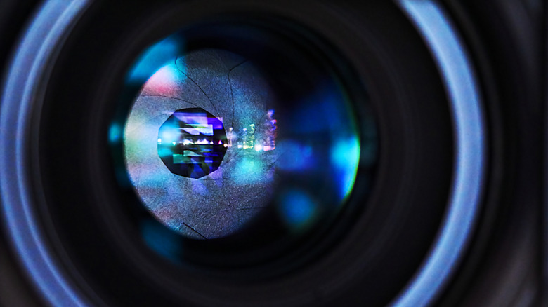 The aperture ring inside a camera lens