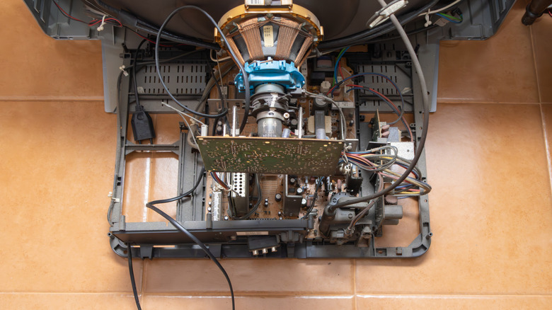 inside of CRT TV set