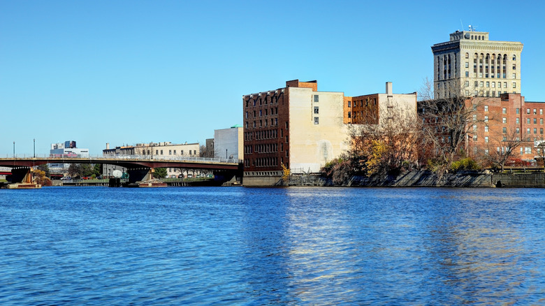 The Saginaw river runs past a city