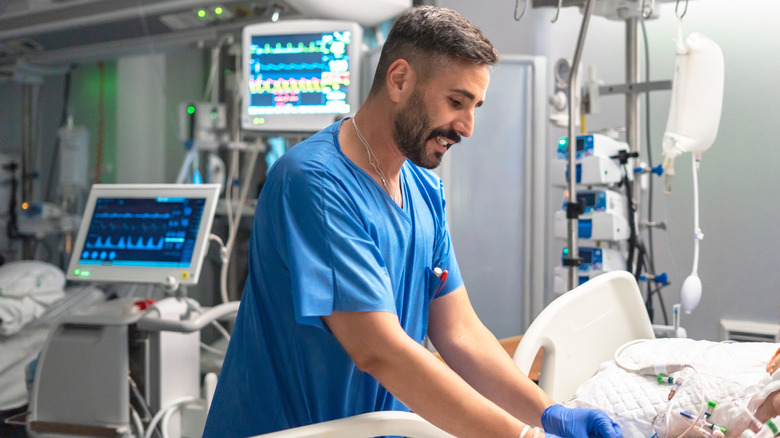 Medical professional caring for patient