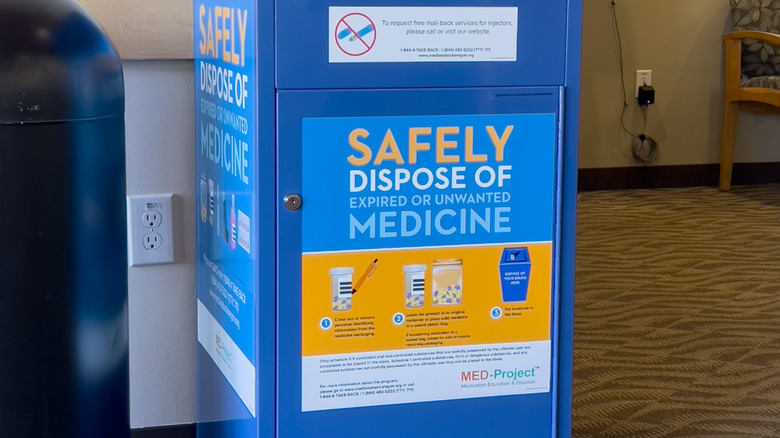 A medication take-back box in a medical clinic