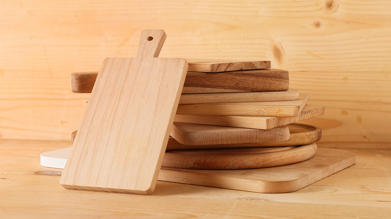 Stack of wood cutting boards