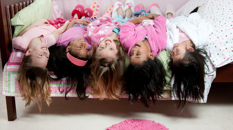 A group of young girls at a sleepover.