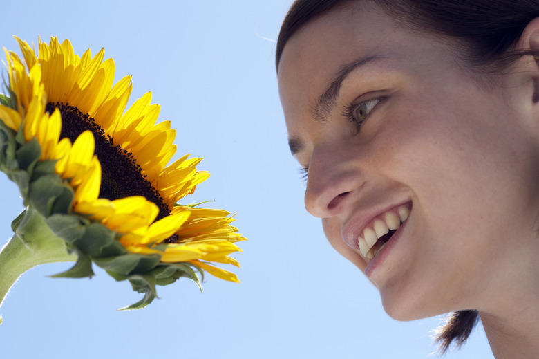 woman with sunflower