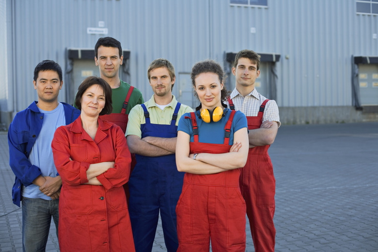 Portrait of group of factory workers