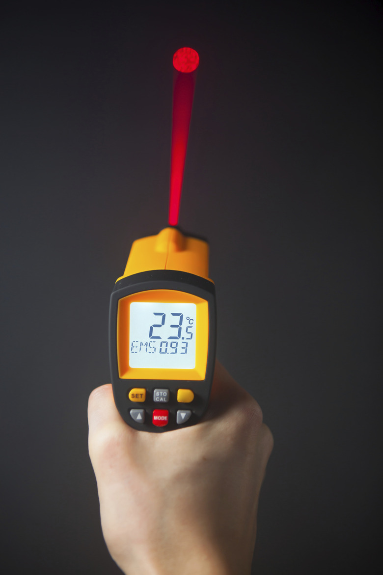 infrared laser thermometer in hand