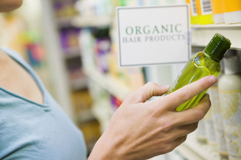 Woman shopping for organic hair products
