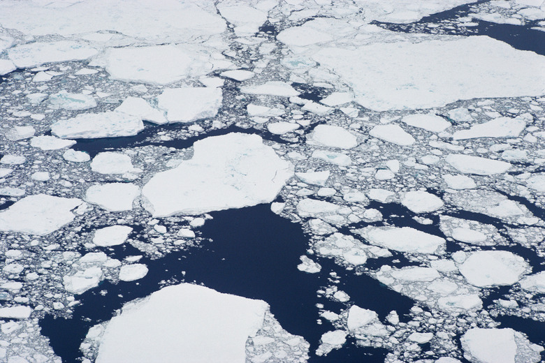 Aerial view of ice floes in Arctic Ocean