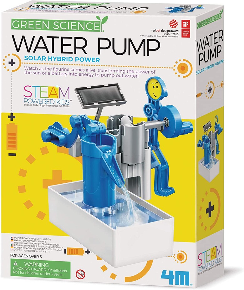 Solar powered water pump science kit.